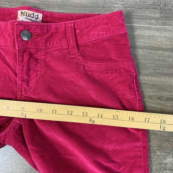 Mudd Junior Teens Skinny Pants Size 3 Red Suede Low Rise L28 x W30 - Picture 4 of 8